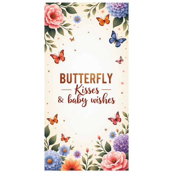 Floral Design Butterfly Baby Shower Banner Garden Theme for Baby Shower Party Decoration Event