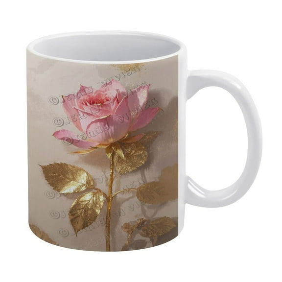 Floral Design Ceramic Mug - 11oz Rose Coffee Cup, Gift for Tea Lovers and Special Occasions
