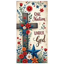 Floral Design Cross Christian Patriotism Banner Symbolic Elements Festival Decoration for Religious Event Indoor Display Church Decor