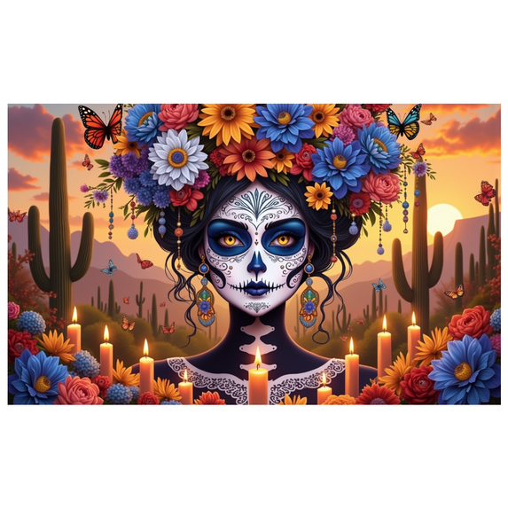 Floral Design Day of the Dead Colorful Skull Festive Decoration for Celebration Cultural Event Traditional Ceremony