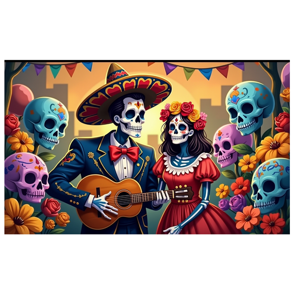 Floral Design Day of the Dead Skeleton Banner Cultural Theme Celebration Decor for Festival Party Decoration Event