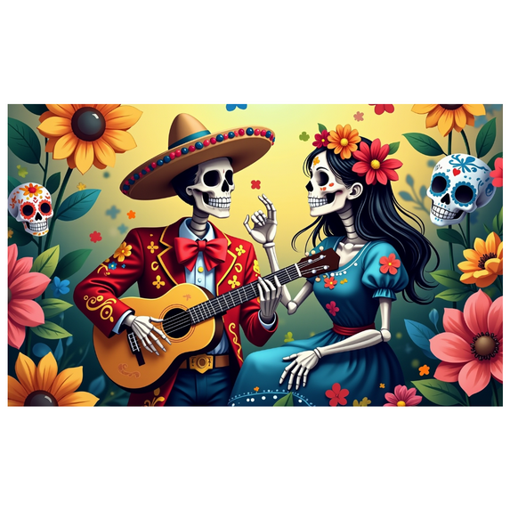 Floral Design Day of the Dead Skeleton Banner Cultural Theme Celebration Decor for Festival Party Decoration Event