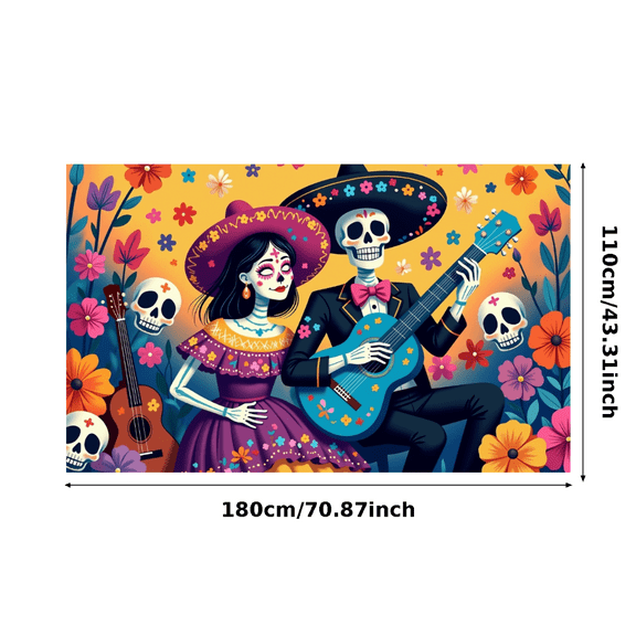 Floral Design Day of the Dead Skeleton Banner Cultural Theme Celebration Decor for Festival Party Decoration Event