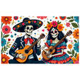 thumbnail image 1 of Floral Design Day of the Dead Skeleton Banner Cultural Theme Celebration Decor for Festival Party Decoration Event, 1 of 8