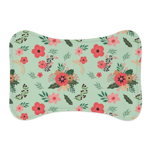 Floral Design Decorative Pet Feeding Mat - Non-Slip Cat Dog Feeding Pad