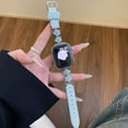 thumbnail image 1 of Floral Design Denim Band for Apple Watch 42(Series 1/2/3)/44/45/46/49mm, Elegant Metal Buckle Strap for Women Girls, Compatible with iWatch Series 1/2/3/SE/4/5/6/7/8/9 & Ultra, Lightblue Silver, 1 of 8