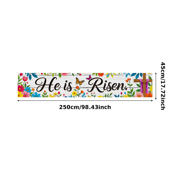 Floral Design Easter Themed Banner with Cross and Butterflies Background Decoration Party Supplies for Easter Celebrations Church Events Family Gatherings and Religious Parties