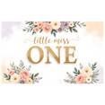 thumbnail image 1 of Floral Design First Birthday Banner Glitter Letters Little Miss ONE for Baby Girl Celebration Birthday Decoration Party Backdrop, 1 of 7