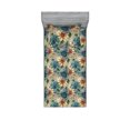 thumbnail image 1 of Floral Design Fitted Sheet & Pillow Sham Set, Autumn Flowers Boho with Dreamy Petals on Art Nouveau Backdrop, Decorative Printed 2 Piece Bedding Decor, Twin, Pale Teal Cream Pale Ruby, by Ambesonne, 1 of 2