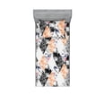 thumbnail image 1 of Floral Design Fitted Sheet & Pillow Sham Set, Contemporary Art Geometric Rose Pattern in Lozen Shapes Print, Decorative Printed 2 Piece Bedding Decor, Twin, White Charcoal Grey Amber, by Ambesonne, 1 of 1