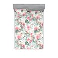 thumbnail image 1 of Floral Design Fitted Sheet & Pillow Sham Set, Garden Scene Illustration of Eucalyptus and Rose Pattern Vintage, Decorative Printed 3 Piece Bedding Decor, Calking, Pale Pink Mint Green, by Ambesonne, 1 of 2