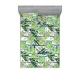 thumbnail image 1 of Floral Design Fitted Sheet & Pillow Sham Set, Minimalist Delicate Flowers Sketch with Abstract Geometric Art, Decorative Printed 3 Piece Bedding Decor, King, Pistachio Green Sea Green, by Ambesonne, 1 of 1