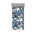 thumbnail image 1 of Floral Design Fitted Sheet & Pillow Sham Set, Modern Watercolor Garden Boho Stems and Asters Flowers Print, Decorative Printed 2 Piece Bedding Decor, Twinxl, Seafoam Off White Indigo, by Ambesonne, 1 of 2