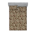 thumbnail image 1 of Floral Design Fitted Sheet & Pillow Sham Set, Muted Composition of Leaves Greenery with Blooming Neutral Flowers, Decorative Printed 3 Piece Bedding Decor, Full, Laurel Green Umber, by Ambesonne, 1 of 2
