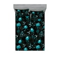 thumbnail image 1 of Floral Design Fitted Sheet & Pillow Sham Set, Night Theme Nautical Colors Flowers Vintage with Leafy Silhouettes, Decorative Printed 3 Piece Bedding Decor, Calking, Dark Seafoam Dark Tan, by Ambesonne, 1 of 2