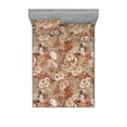 thumbnail image 1 of Floral Design Fitted Sheet & Pillow Sham Set, Nostalgic Vibes Flowers Boho in Pots Pattern Neutral Pallete Print, Decorative Printed 3 Piece Bedding Decor, Queen, Vermilion Cream Camel, by Ambesonne, 1 of 2