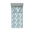 thumbnail image 1 of Floral Design Fitted Sheet & Pillow Sham Set, Retro Drawings of Spring Feels Flowers Boho with Neutral Leaves, Decorative Printed 2 Piece Bedding Decor, Twin, Deep Sky Blue Pale Grey, by Ambesonne, 1 of 2