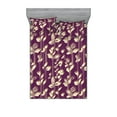 thumbnail image 1 of Floral Design Fitted Sheet & Pillow Sham Set, Simple Boho Romantic Flower Silhouettes with Leafy Pattern Botany Art, Decorative Printed 3 Piece Bedding Decor, King, Dark Magenta Cream, by Ambesonne, 1 of 1