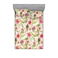 thumbnail image 1 of Floral Design Fitted Sheet & Pillow Sham Set, Simplistic Modern Flowers with Leaves Greenery Meadow Vibe Art, Decorative Printed 3 Piece Bedding Decor, King, Pistachio Green Dark Pink, by Ambesonne, 1 of 2