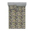 thumbnail image 1 of Floral Design Fitted Sheet & Pillow Sham Set, Vintage Grunge Inspirations Blooming Flowers Watercolor Artwork, Decorative Printed 3 Piece Bedding Decor, Full, Apple Green Purple Grey, by Ambesonne, 1 of 2
