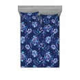 thumbnail image 1 of Floral Design Fitted Sheet & Pillow Sham Set, Watercolor Dreamy Flowers Boho Garden in Abstract Inverted Colors, Decorative Printed 3 Piece Bedding Decor, King, Indigo Sky Blue Violet, by Ambesonne, 1 of 2