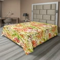 thumbnail image 1 of Ambesonne Floral Design Flat Bedding Sheet Soft Top Sheet, Asian Flowers Dreamy, Queen, Apple Green Coral, 1 of 1