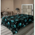 thumbnail image 1 of Floral Design Flat Sheet, Night Theme Nautical Colors Flowers Vintage with Leafy Silhouettes, Soft Comfortable Top Sheet Decorative Bedding 1 Piece, TwinXL Size, Dark Seafoam Dark Tan, by Ambesonne, 1 of 1