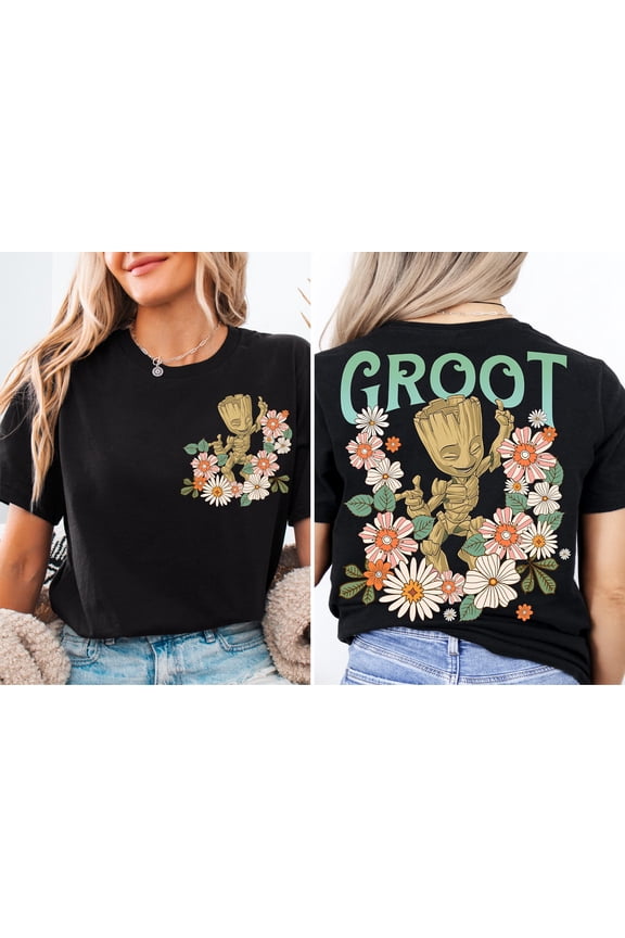 Floral Design Groot Trophy T-Shirt for Family Vacations and Trips