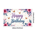 thumbnail image 1 of Floral Design Happy Birthday Banner Butterfly Decoration Elegant Flowers Whimsical Theme for Birthday Celebration Indoor Decoration Party Backdrop, 1 of 7