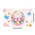 thumbnail image 1 of Floral Design Happy Birthday Banner Colorful Butterflies Birthday Decor for Birthday Celebration Kids Party Garden Theme, 1 of 8