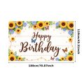 thumbnail image 1 of Floral Design Happy Birthday Banner Decorative Sunflower Butterfly Backdrop for Celebration Spring Party Outdoor Event, 1 of 7