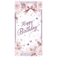 thumbnail image 1 of Floral Design Happy Birthday Banner Romantic Style Pink Roses Birthday Decoration for Celebration Indoor Party Event, 1 of 8