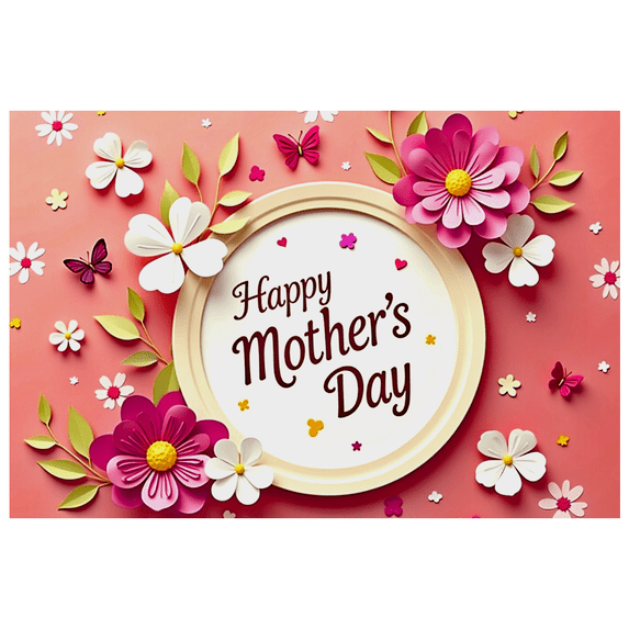 Floral Design Happy Mother's Day Banner Colorful Graphic Spring Theme Decorative for Mother's Day Celebration Home Decor Event