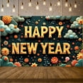thumbnail image 1 of Floral Design Happy New Year Banner Pattern New Year Display 3D Lettering Colorful Decor Festive Backdrop for New Year Party Holiday Celebration Indoor Decor, 1 of 9