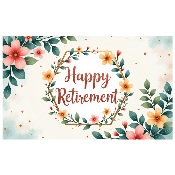 Floral Design Happy Retirement Banner Decorative Flowers Leaves for Retirement Party Indoor Decoration Celebration