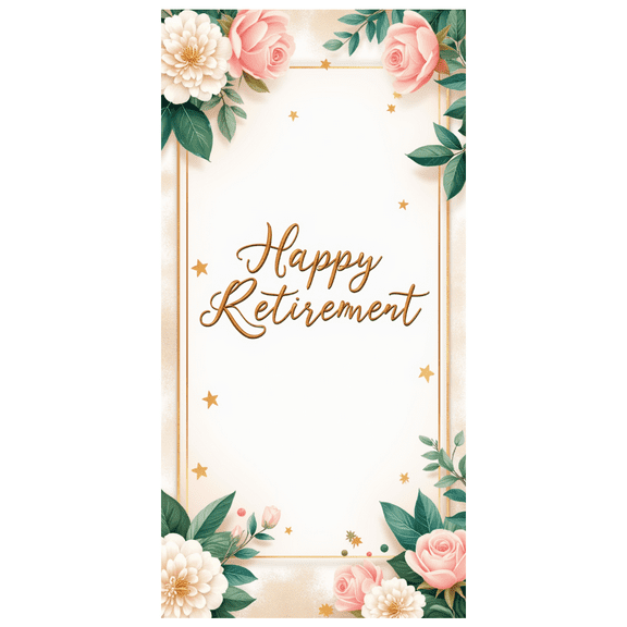 Floral Design Happy Retirement Celebration Banner Decorative Flowers Elegant Leaves for Retirement Party Indoor Decoration Event Celebration