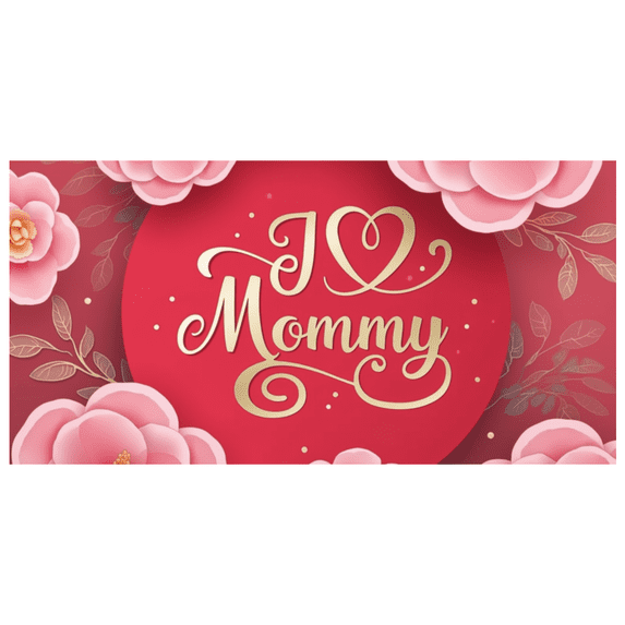 Floral Design I Love Mommy Decorative Mother's Day Banner for Family Celebration Indoor Decoration Party Backdrop