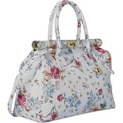 Floral Design Italian Leather Tote & Shoulder Bag