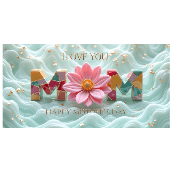 Floral Design Love Banner Pastel Colors Mom Letters for Mother's Day Celebration Home Decoration