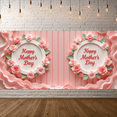 thumbnail image 1 of Floral Design Mother's Day Banner Rose Decoration Flower Wreath Mother's Day Sign for Celebration Decoration Event Party, 1 of 9