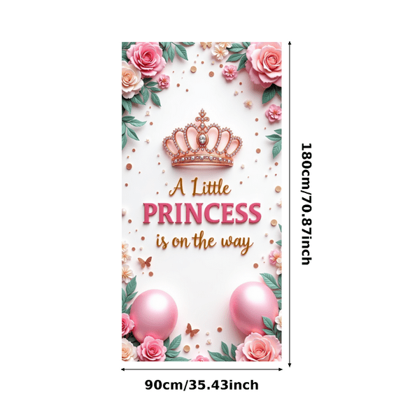 Floral Design Princess Baby Shower Banner for Newborn Celebration Baby Announcement Party Decoration
