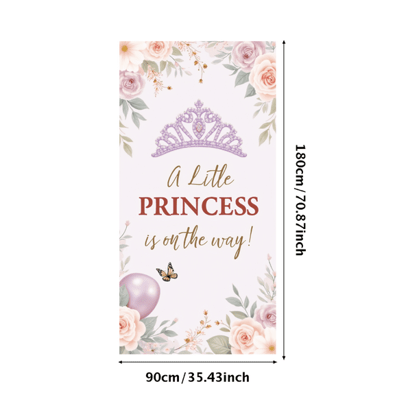 Floral Design Princess Banner Baby Shower Decoration Pink Balloon Tiara for Gender Reveal Party Newborn Celebration Nursery Decor