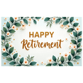 thumbnail image 1 of Floral Design Retirement Banner Decorative Leaves Happy Retirement Celebration Backdrop for Party Indoor Outdoor Decoration, 1 of 8