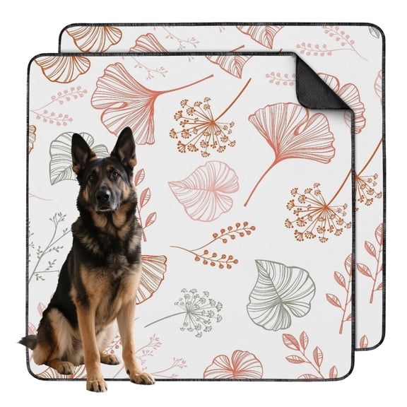 Floral Design Reusable Puppy Pads 2-Pack 48x48 Inch Washable House Training Mats, Highly Absorbent Dog Crate Liners for Large Floor Protection