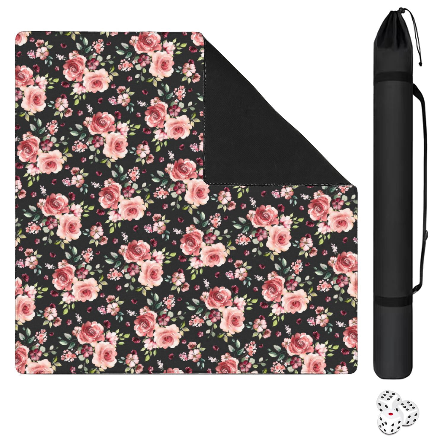 Floral Design Rubber Game Cover 31.5x31.5 Inches for Tables Its Primary Use is as a Mahjong Mat with Multi-Game Functionality