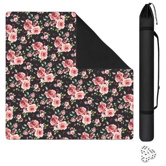 Floral Design Rubber Game Cover 31.5x31.5 Inches for Tables Its Primary Use is as a Mahjong Mat with Multi-Game Functionality