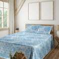 thumbnail image 1 of Ambesonne Floral Design Fitted & Flat Sheet with Sham 3 Pcs Set, Asian Soft Sky Colors, Twin, Sea Blue and Pale Azure Blue, 1 of 5
