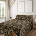 thumbnail image 1 of Ambesonne Floral Design Fitted & Flat Sheet with Shams 4 Pcs Set, Paisley Flowers Print, King, Pistachio Green Marigold, 1 of 5