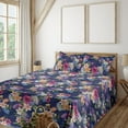 thumbnail image 1 of Ambesonne Floral Design Fitted & Flat Sheet with Shams 4 Pcs Set, Springtime Flower Art, Full, Dark Lavender Multicolor, 1 of 5