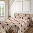 thumbnail image 1 of Ambesonne Floral Design Fitted & Flat Sheet with Shams 4 Pcs Set, Bloom Vintage Neutral, Queen, Eggplant Lilac Champagne, 1 of 5